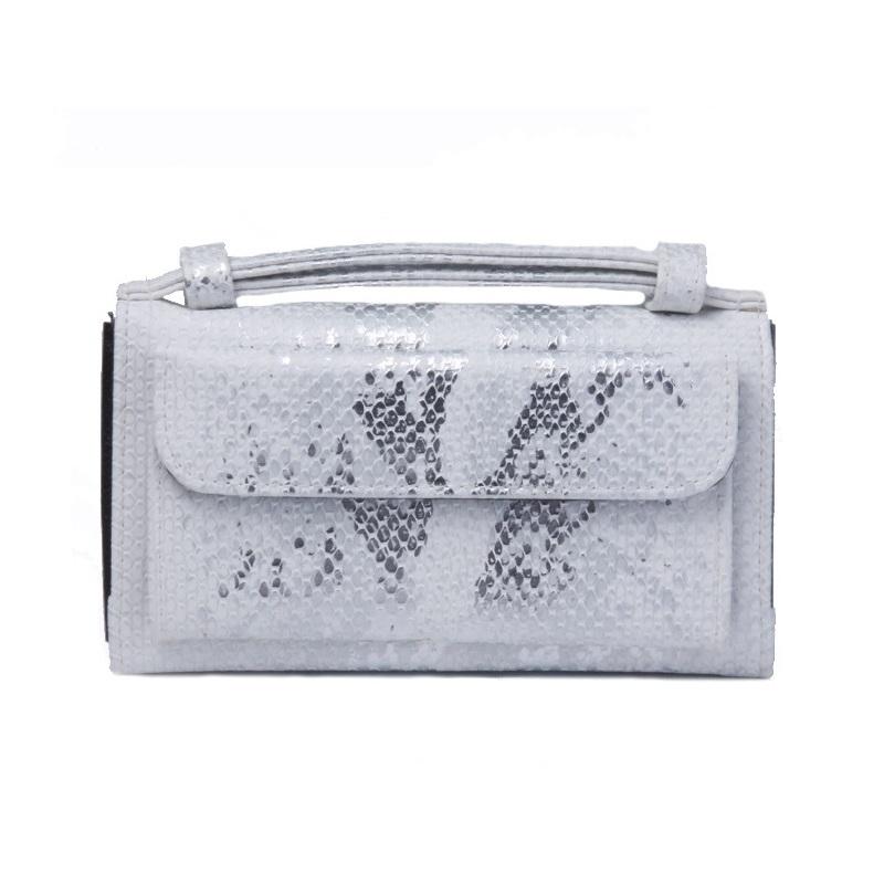 Sequin Snake Print Wrist Bag - Multifunctional Chain Wallet - Nude Pink 9