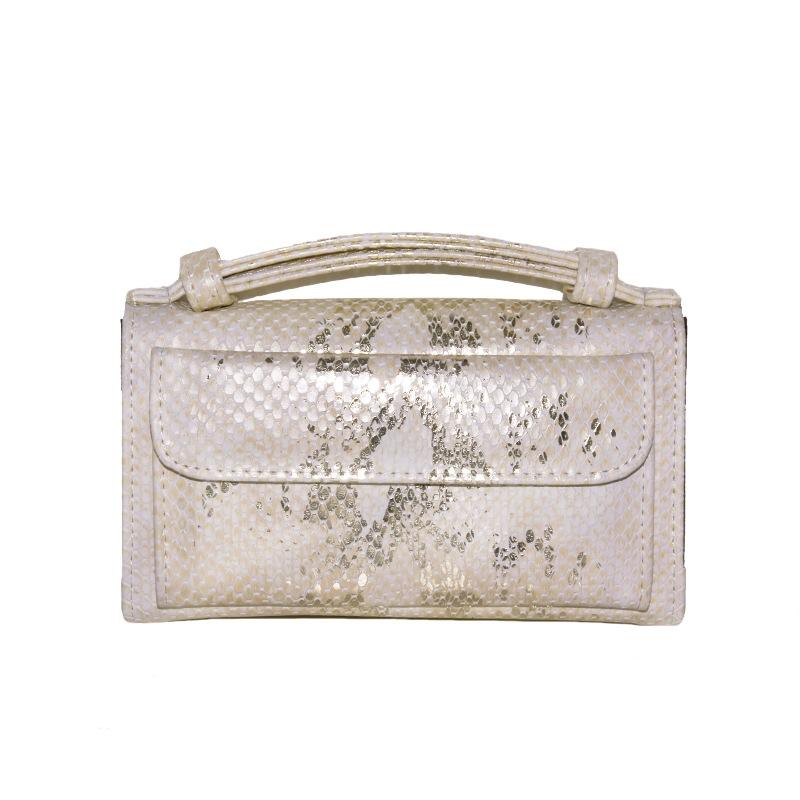 Sequin Snake Print Wrist Bag - Multifunctional Chain Wallet - Nude Pink 12