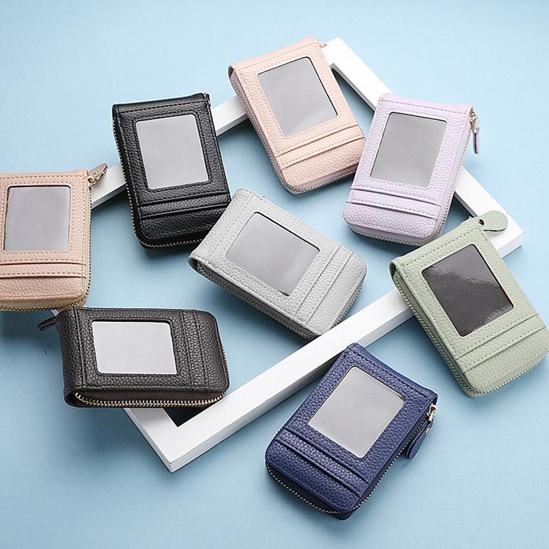 Multi Slot Short Card Holder With Zipper Coin Purse Pu Leather - Grey 4