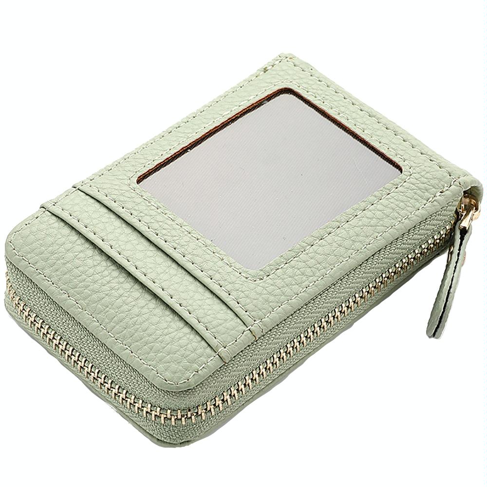 Multi Slot Short Card Holder With Zipper Coin Purse Pu Leather - Grey 14