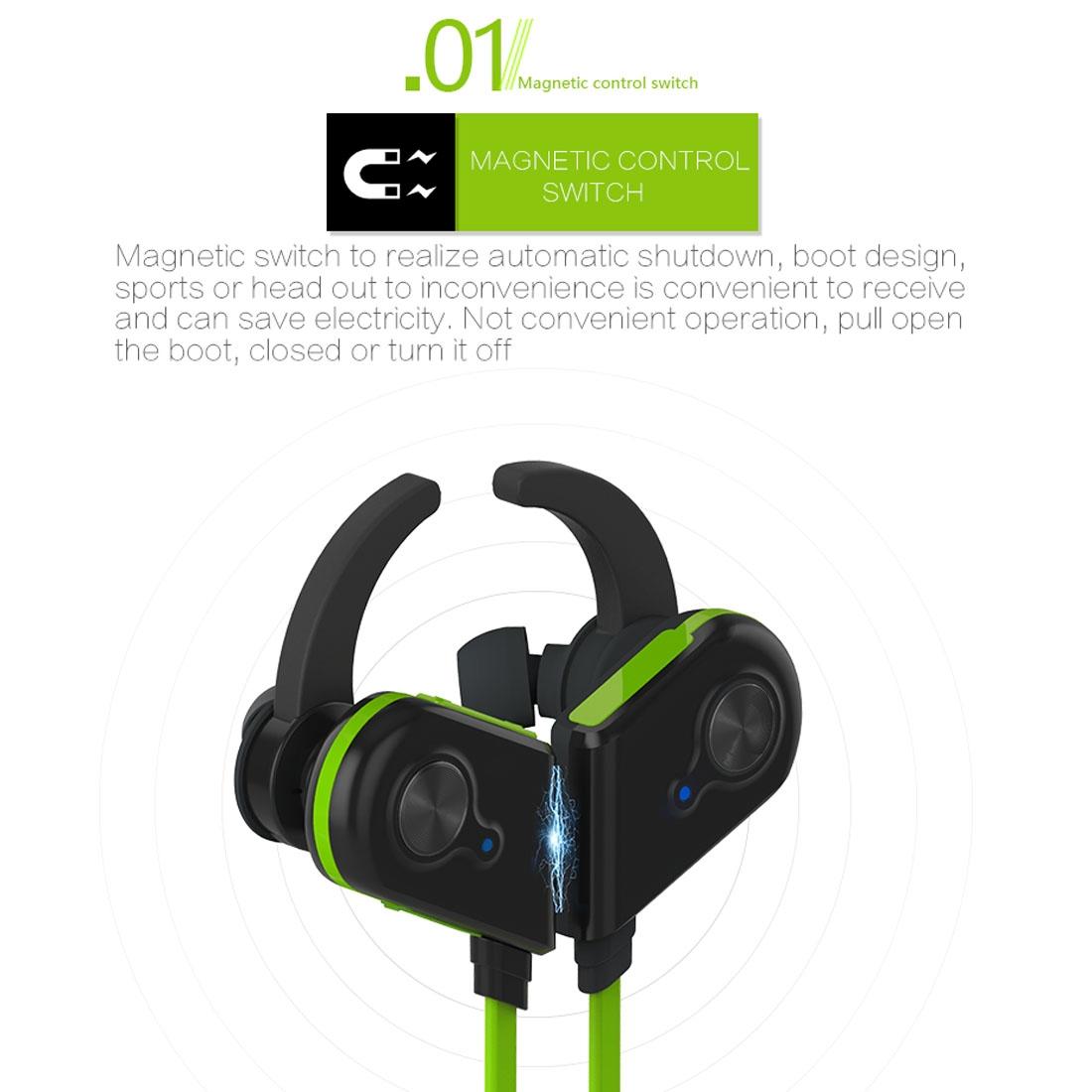 Wireless Bluetooth In-ear Headset with Magnetic Switch & Indicator Light - Green 12