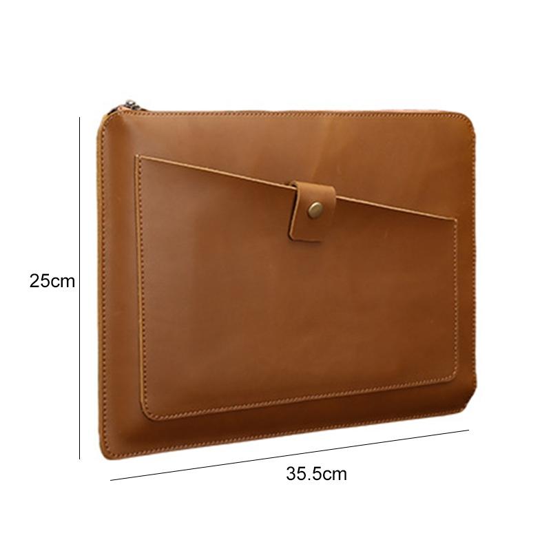 Premium Leather Business Laptop / Tablet Zipper Bag - Universal Fit - Green 3