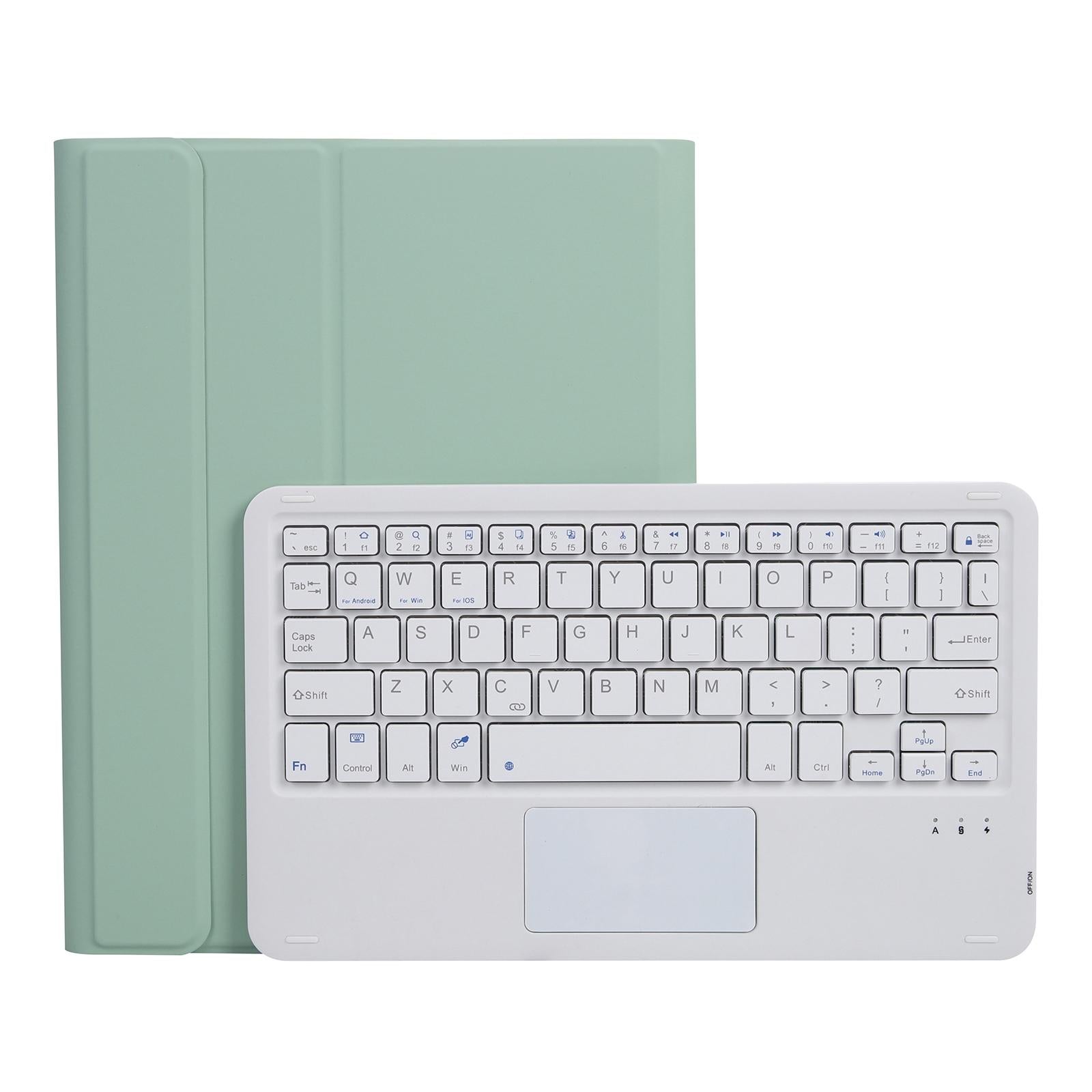 Bluetooth Keyboard Leather Case For Ipad Pro 10.5 With Touch Control - Lambskin Texture Compatible With 10.2 2021 & 2020 & 2019 / Air 3 - Dark Green 12