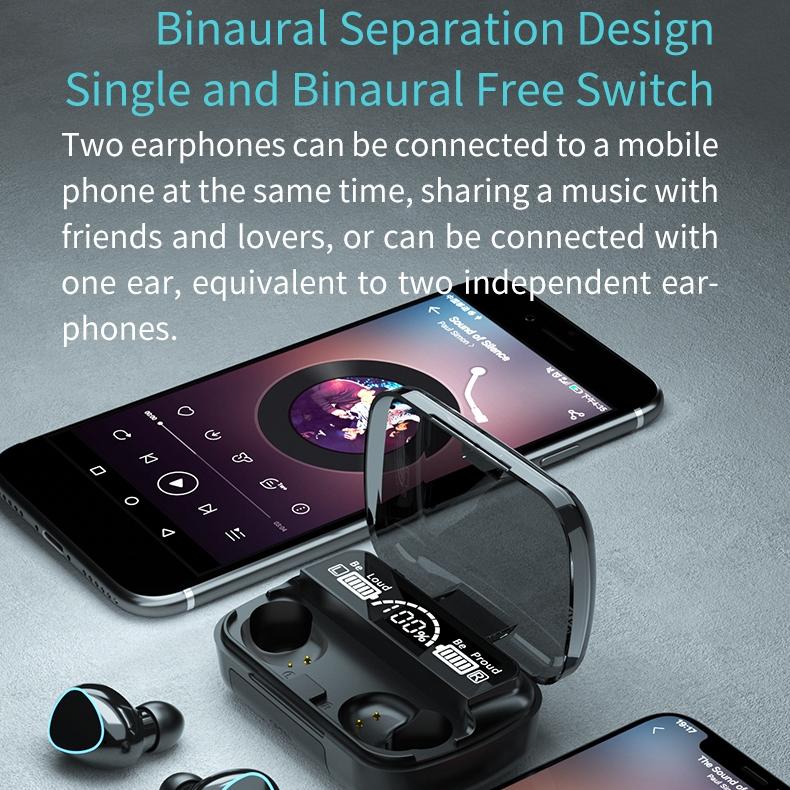 Wireless Bluetooth 5.0 Earphones with Digital Display and Charging Box - Green 4