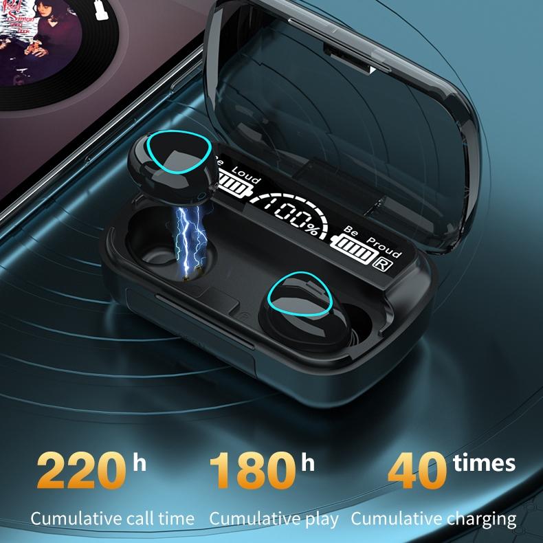 Wireless Bluetooth 5.0 Earphones with Digital Display and Charging Box - Green 12