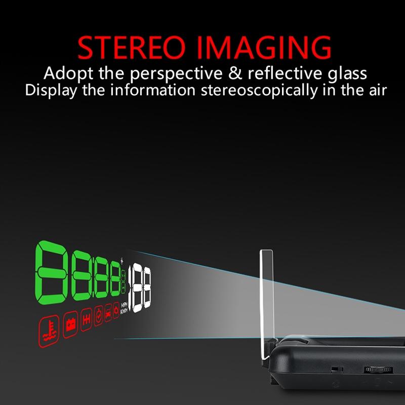 Virtual Hd Car Hud Display Speed Rpm Water Temp Oil Consumption Distance / Time Voltage Over Speed Alarm - Green 4