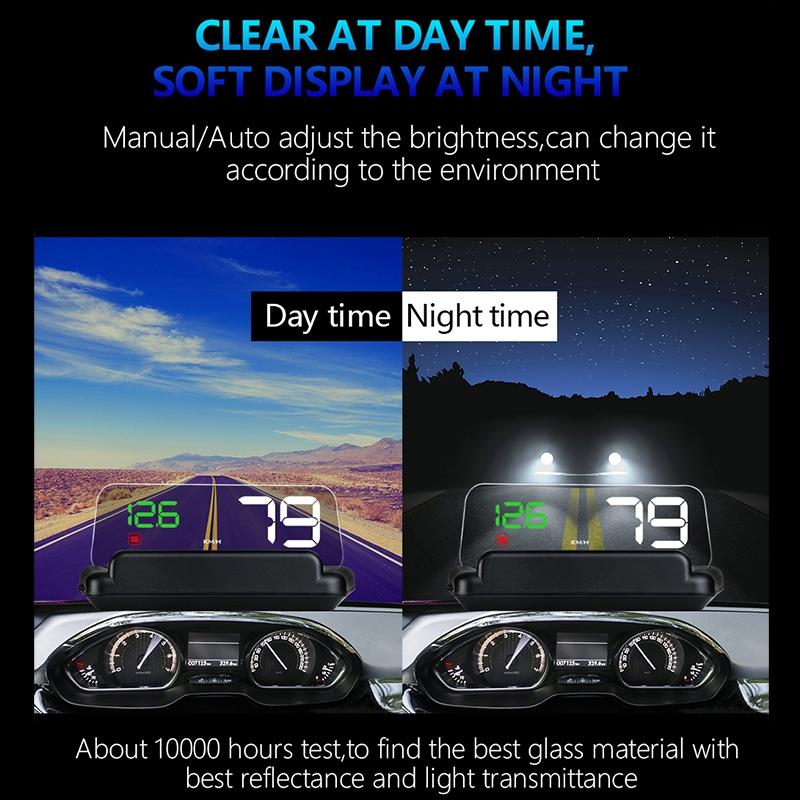Virtual Hd Car Hud Display Speed Rpm Water Temp Oil Consumption Distance / Time Voltage Over Speed Alarm - Green 8