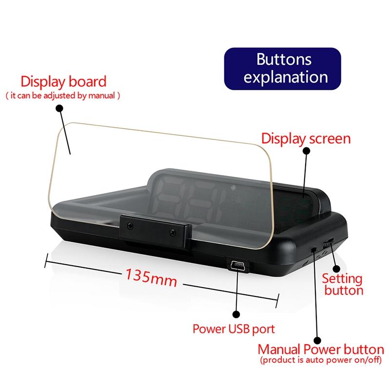 Virtual Hd Car Hud Display Speed Rpm Water Temp Oil Consumption Distance / Time Voltage Over Speed Alarm - Green 11