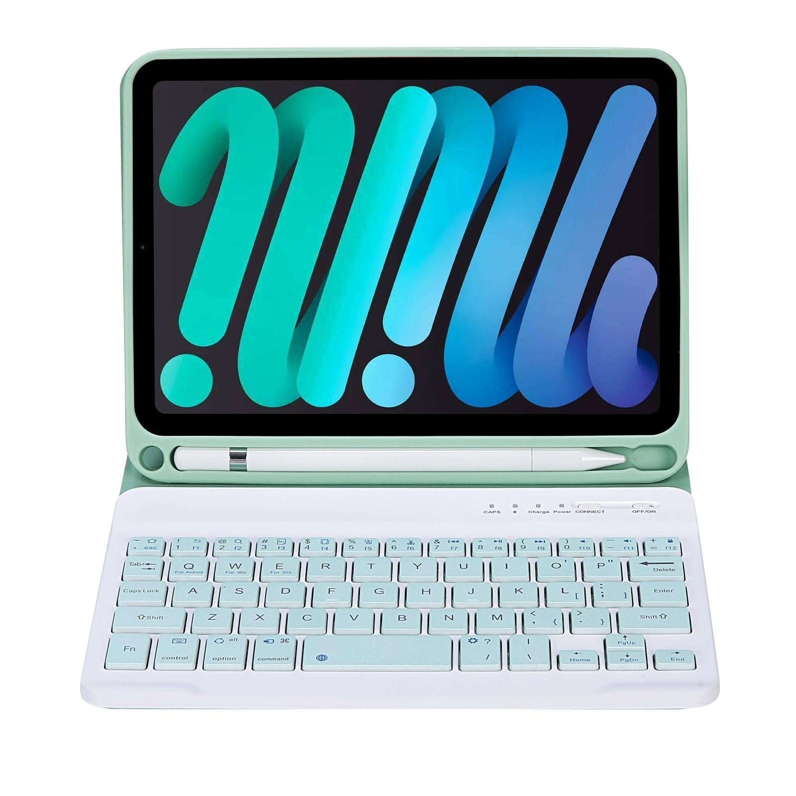 Ultra-Thin Bluetooth Keyboard Tablet Case For Ipad Mini 6 With Stand And Pen Slot - Candy Colour - Green 9