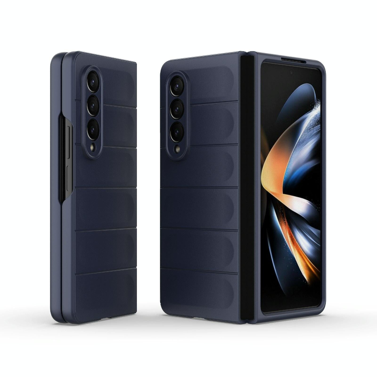 For Samsung Galaxy Z Fold4 5G Foldable Shockproof Phone Case with Magic Shield - Slim Design - Dark Blue