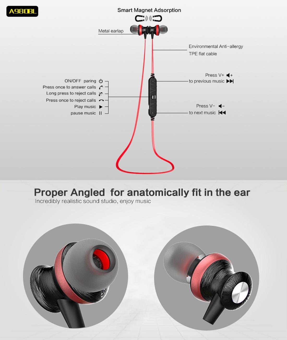 Wireless Magnetic Sport Earphones with Bluetooth Control 4
