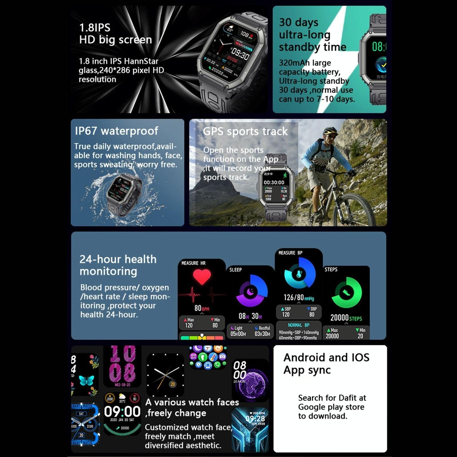 Waterproof Pedometer Sport Smart Watch Support Heart Rate / Blood Pressure Monitoring / Bt Calling - Green 7