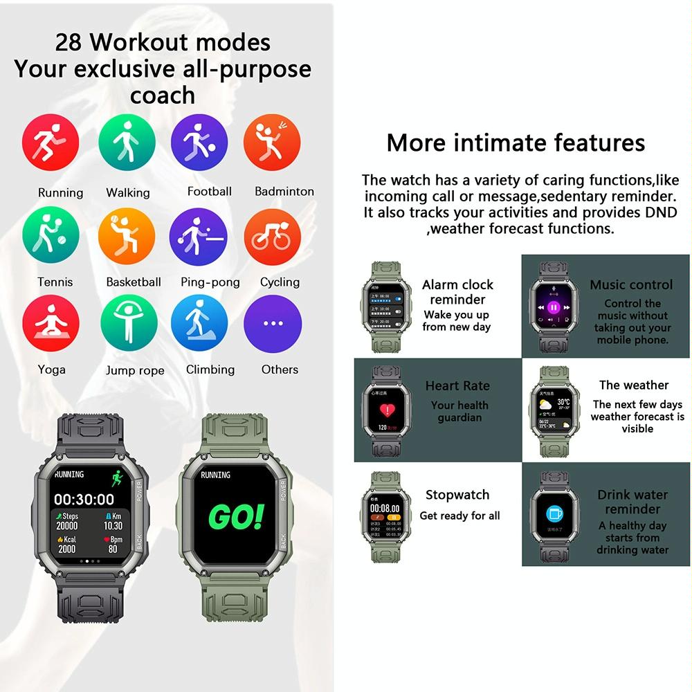 Waterproof Pedometer Sport Smart Watch Support Heart Rate / Blood Pressure Monitoring / Bt Calling - Green 14