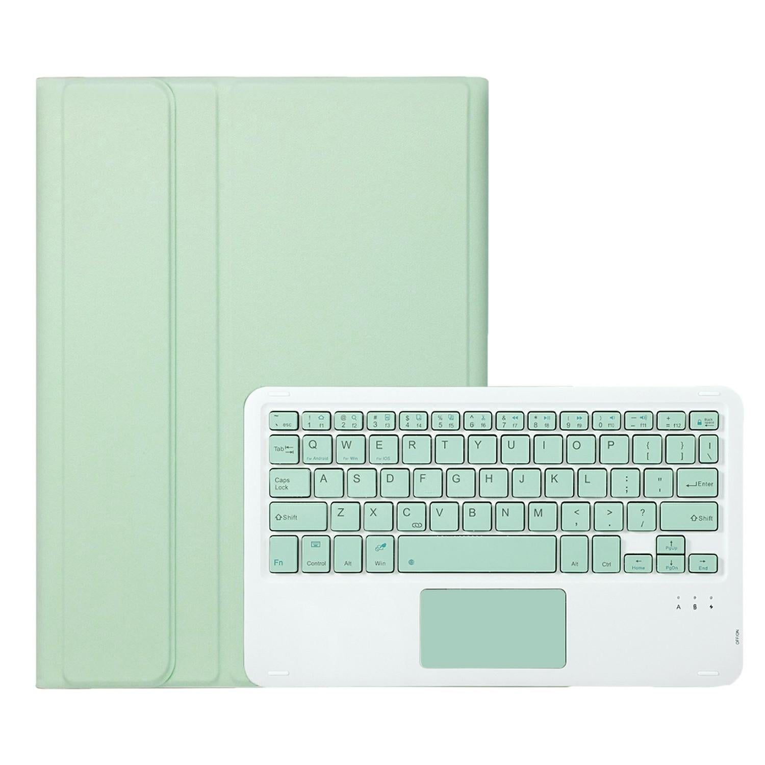 2022 Ipad 10.9 Lambskin Bluetooth Keyboard Case With Pen Slot - Green 3