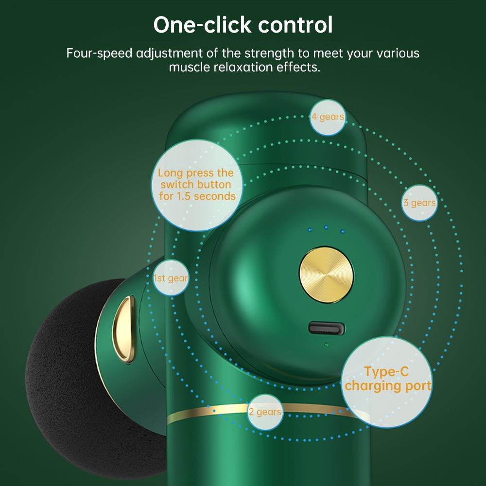 4-Head Portable Muscle Massage Gun For Sports - Green 8