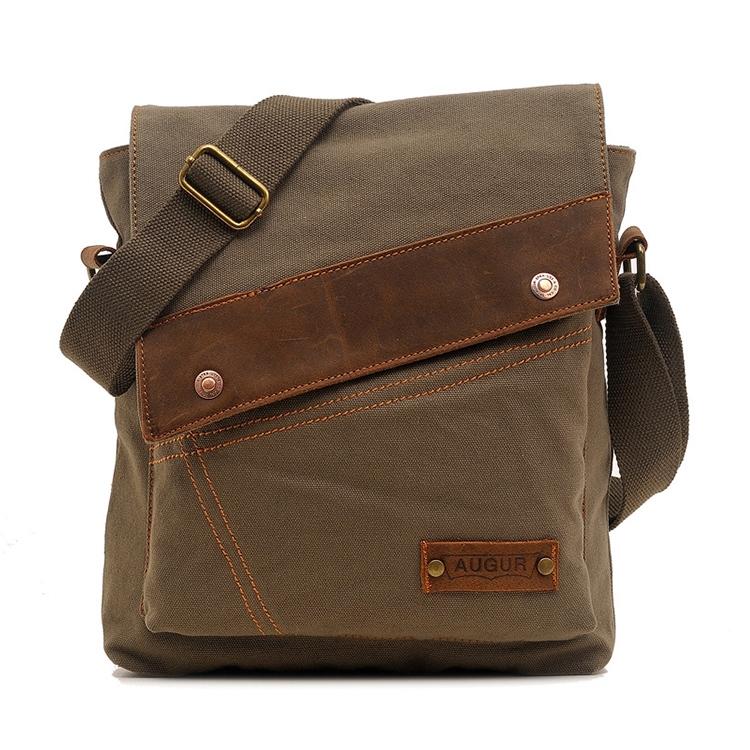 Retro Canvas Vertical Shoulder Messenger Bag Functional & Stylish - Army Green