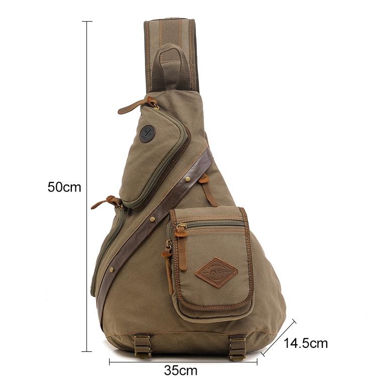 Multi Function Canvas Chest Bag Shoulder Messenger Crossby Bag - Army Green 3