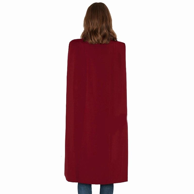 Women Casual Cape Unbuttoned Shawl Coat Red - M 5