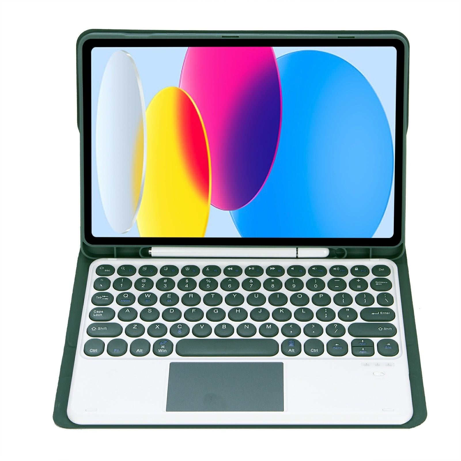 2022 Ipad 10.9 Lambskin Bluetooth Keyboard Case With Pen Slot - Dark Green 7