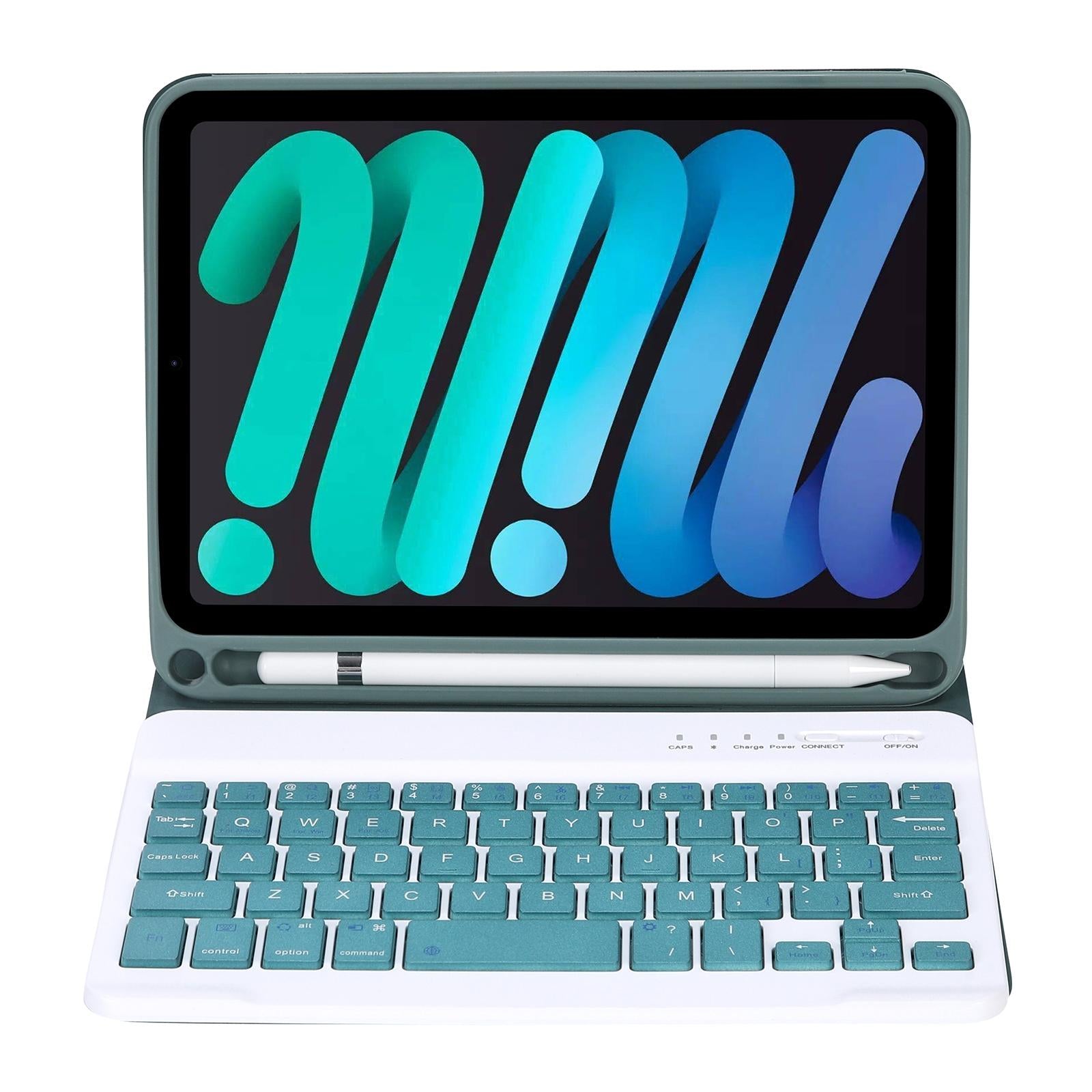 Ultra-Thin Bluetooth Keyboard Tablet Case For Ipad Mini 6 With Stand And Pen Slot - Candy Colour - Dark Green 11