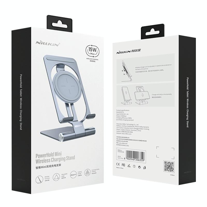 15W Foldable Wireless Charger & Phone Holder - Dark Gray 10