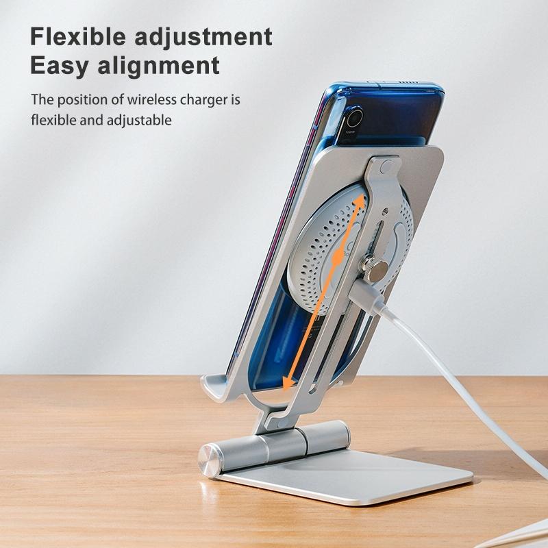 15W Foldable Wireless Charger & Phone Holder - Dark Gray 13