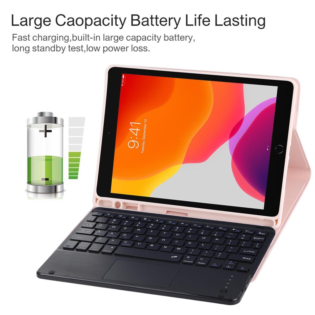 Bluetooth Keyboard & Tablet Case For Ipad 10.2 / Ipad Air 2019 - Detachable Touch Pad Pen Slot Holder - Microfiber Leather - Dark Green 6
