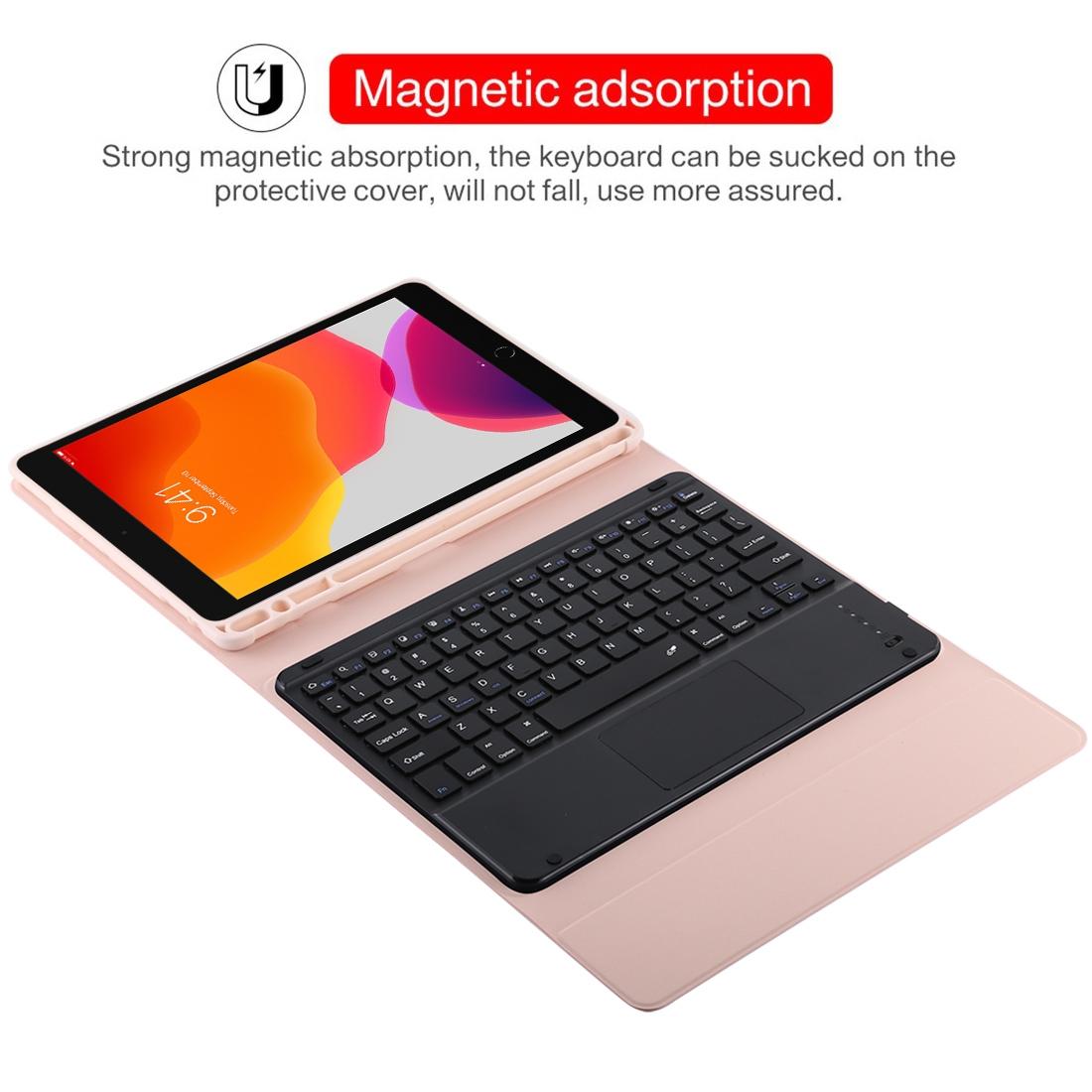 Bluetooth Keyboard & Tablet Case For Ipad 10.2 / Ipad Air 2019 - Detachable Touch Pad Pen Slot Holder - Microfiber Leather - Dark Green 7