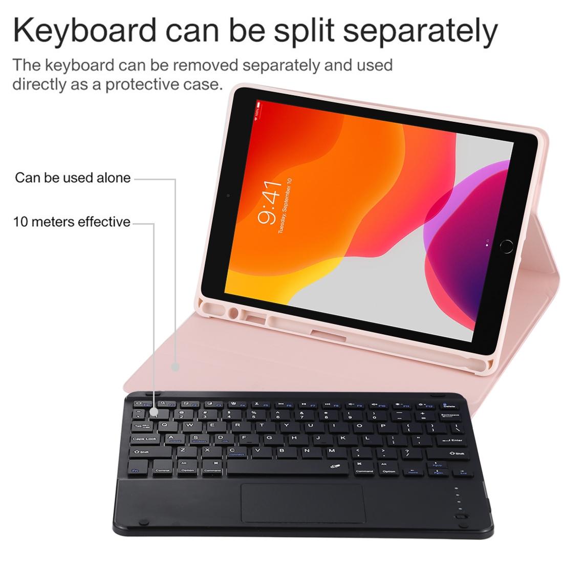 Bluetooth Keyboard & Tablet Case For Ipad 10.2 / Ipad Air 2019 - Detachable Touch Pad Pen Slot Holder - Microfiber Leather - Dark Green 8