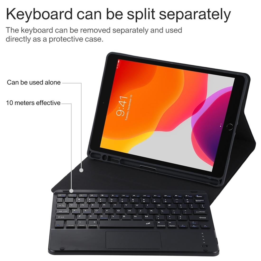Bluetooth Keyboard & Tablet Case For Ipad Air 2020 - Detachable Touch Pad Pen Slot Microfiber Leather - Dark Green 8