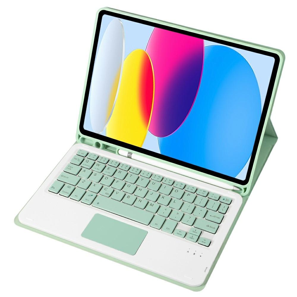 2022 Ipad 10.9 Lambskin Bluetooth Keyboard Case With Pen Slot - Dark Green 3