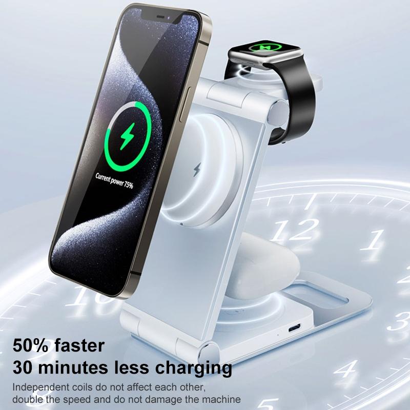 15W 3 In 1 Foldable Desktop Wireless Charger - Dark Gray 7