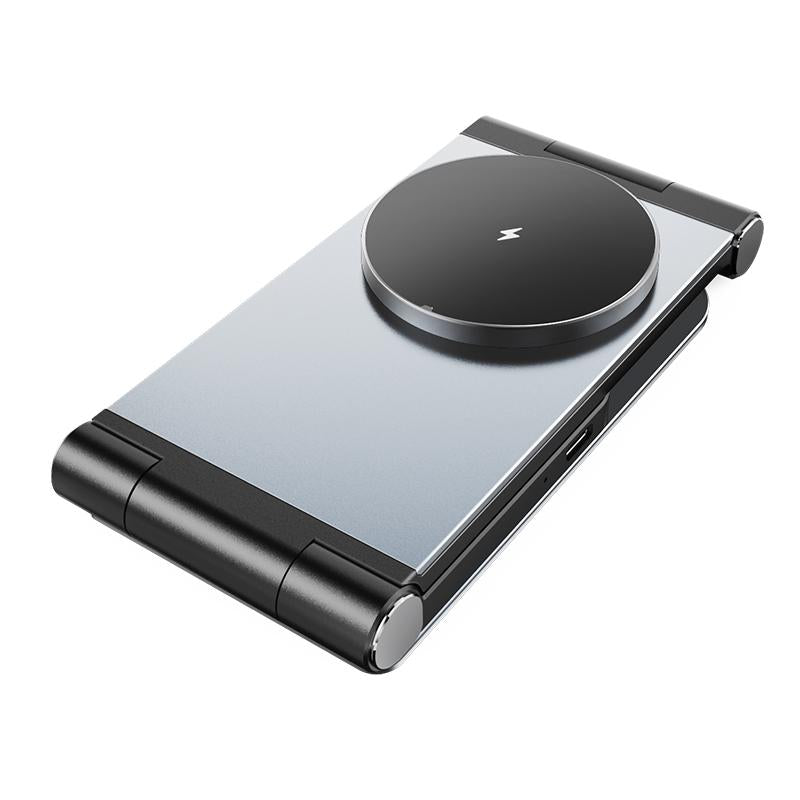 15W 3 In 1 Foldable Desktop Wireless Charger - Dark Gray 13