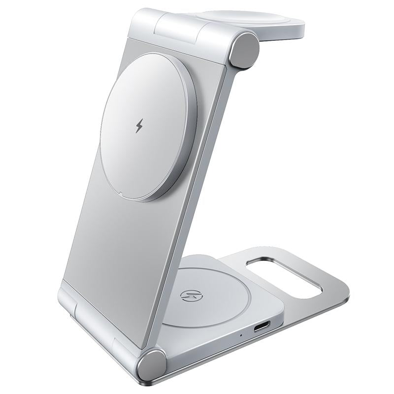 15W 3 In 1 Foldable Desktop Wireless Charger - Dark Gray 14
