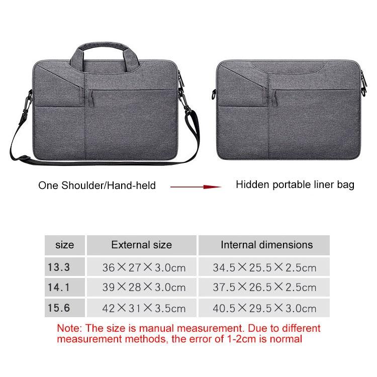 14.1 Inch Laptop Handbag With Hidden Strap And Suitcase Belt - Waterproof And Tear-Resistant - Dark Gray 8