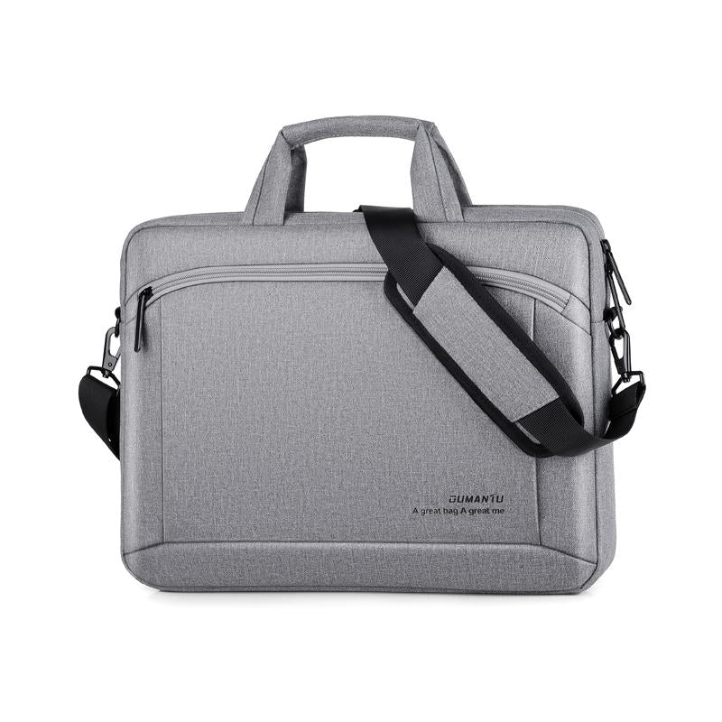Portable 15 Inch Laptop Leather Handbag For Business Briefcase - Dark Grey