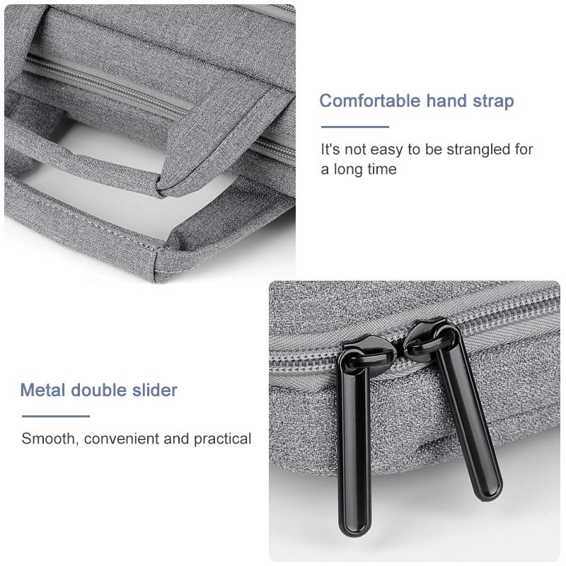 Portable 15 Inch Laptop Leather Handbag For Business Briefcase - Dark Grey 5