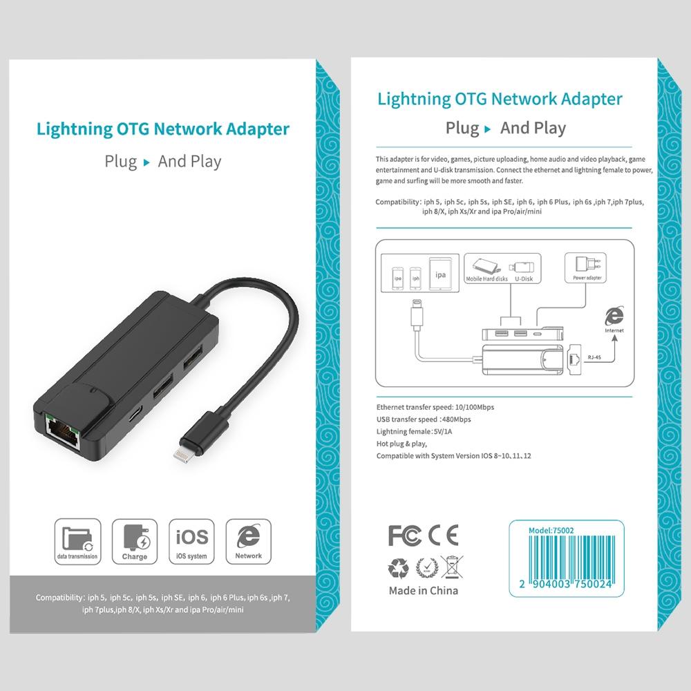 8Pin To Rj45 Usb 2.0 Hub Adapter - Dark Green 7