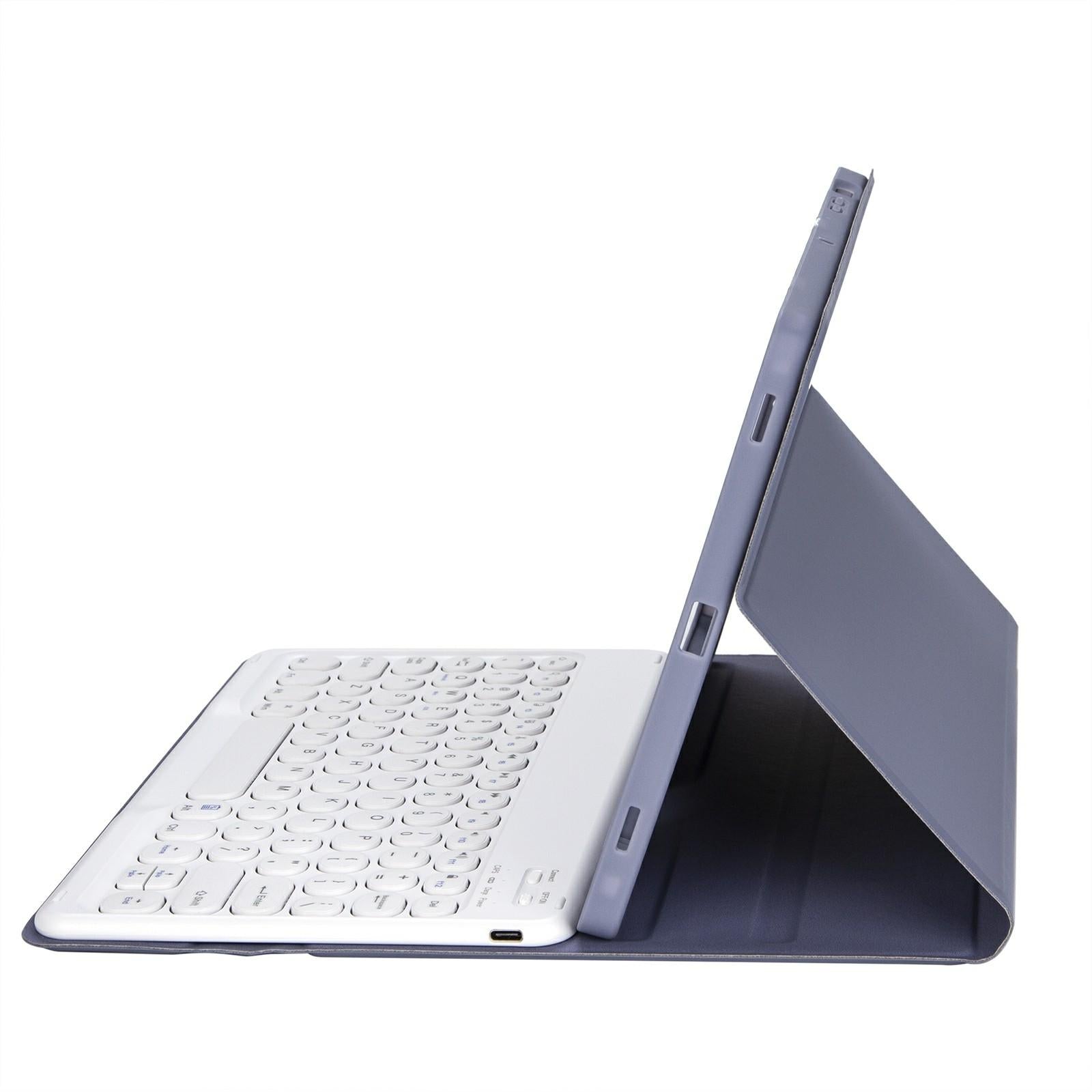 2022 Ipad 10.9 Bluetooth Keyboard Leather Case With Pen Slot - Lambskin Texture - Dark Green 7