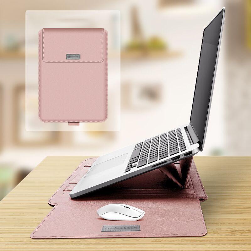 Universal Waterproof Laptop Bag Set With Handle Stand Pen Holder Winders Mouse & Charger Bags - Rose Gold 12