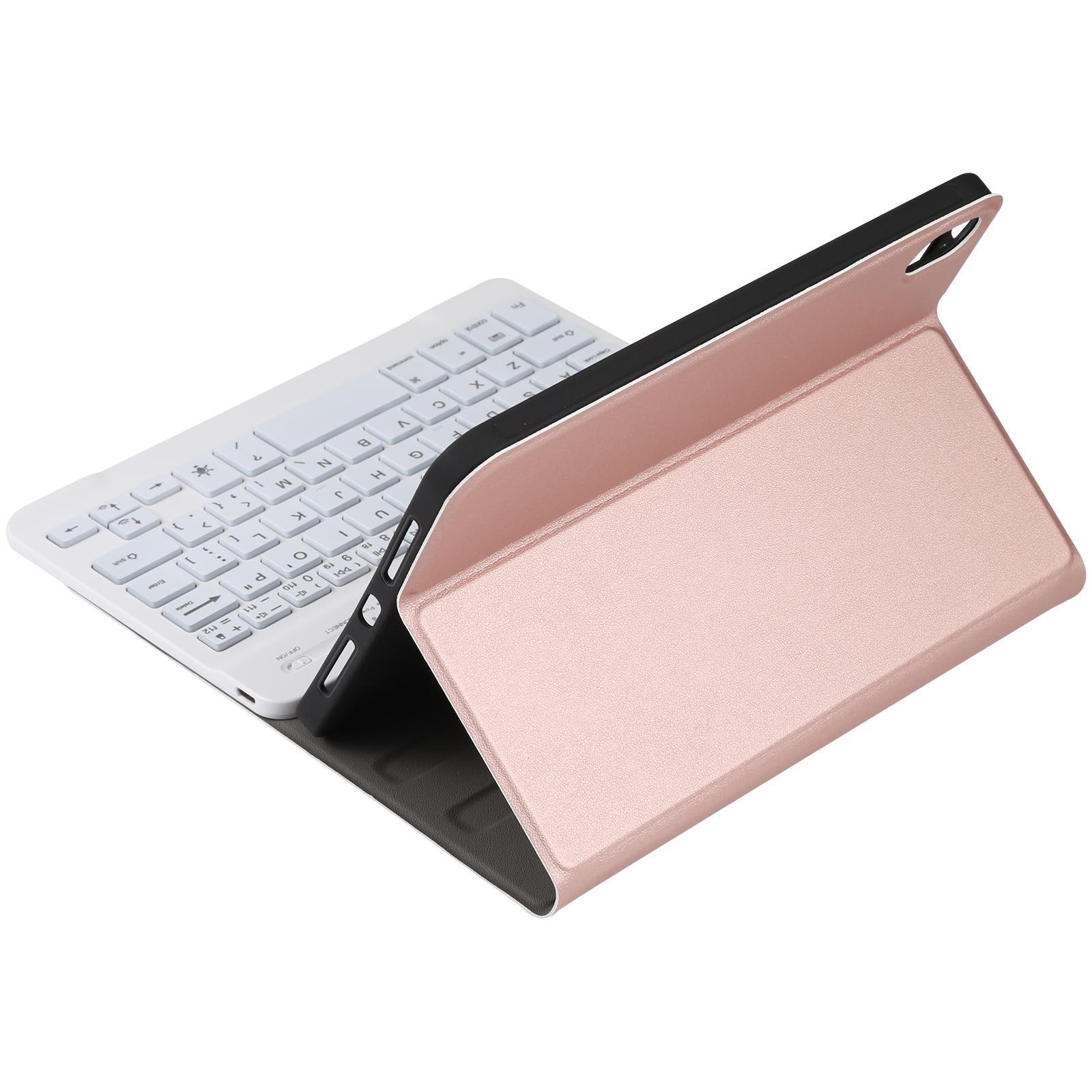 Ultra-Thin Bluetooth Keyboard Leather Case For Ipad Mini 6 With Detachable Lambskin Texture And Stand - Rose Gold 5