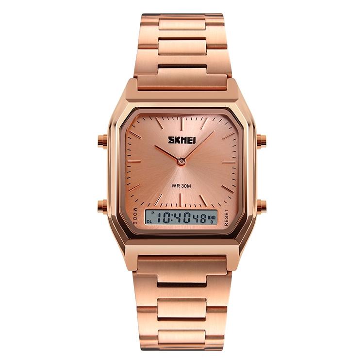 Waterproof Dual Display Men Outdoor Watch - Rose Gold