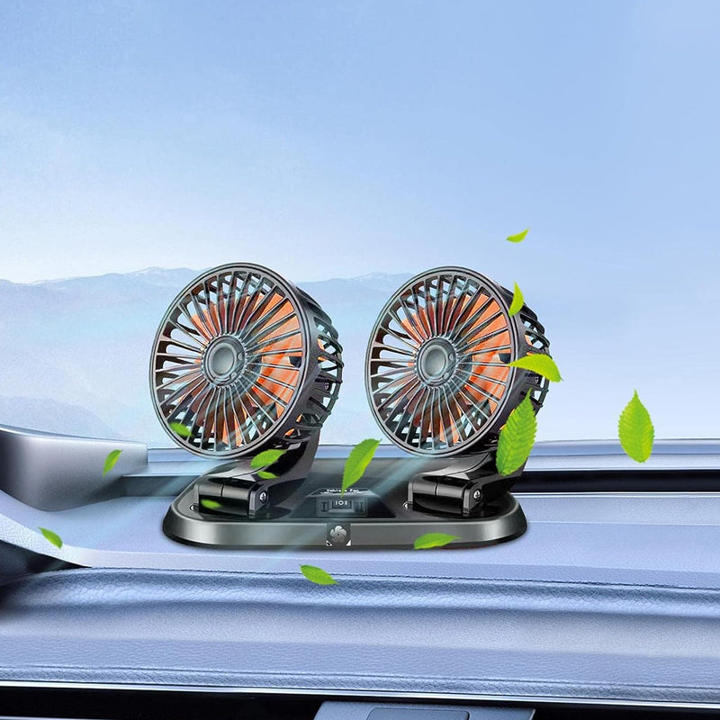 Vibe Geeks Speed Adjustable Portable Dual Head Car Cooling Fan with Parking Sign 4