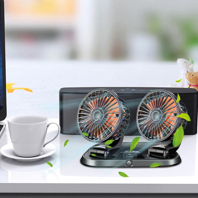 Vibe Geeks Speed Adjustable Portable Dual Head Car Cooling Fan with Parking Sign 5