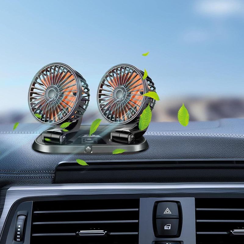 Vibe Geeks Speed Adjustable Portable Dual Head Car Cooling Fan with Parking Sign 6