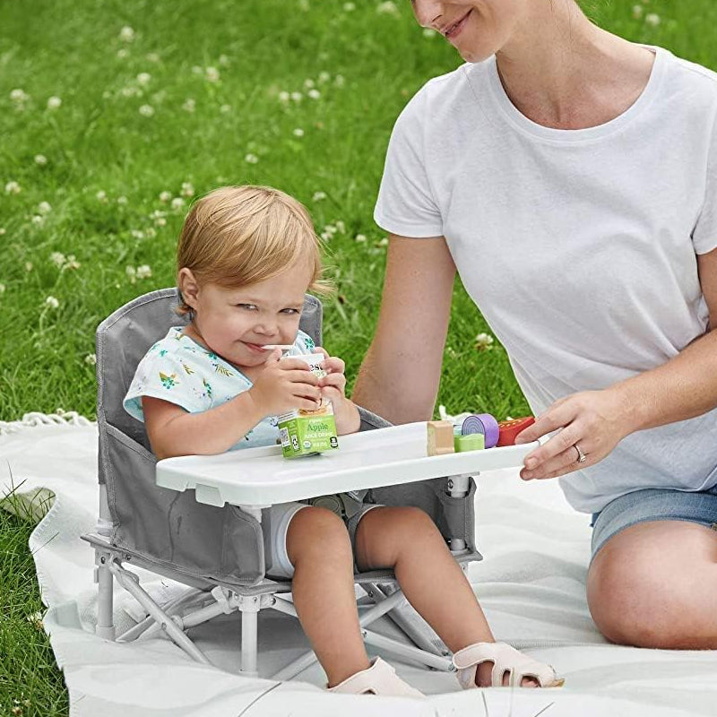 Vibe Geeks Foldable Camping and Dining Chair Outdoor Booster Seat for Toddlers - Khaki 8