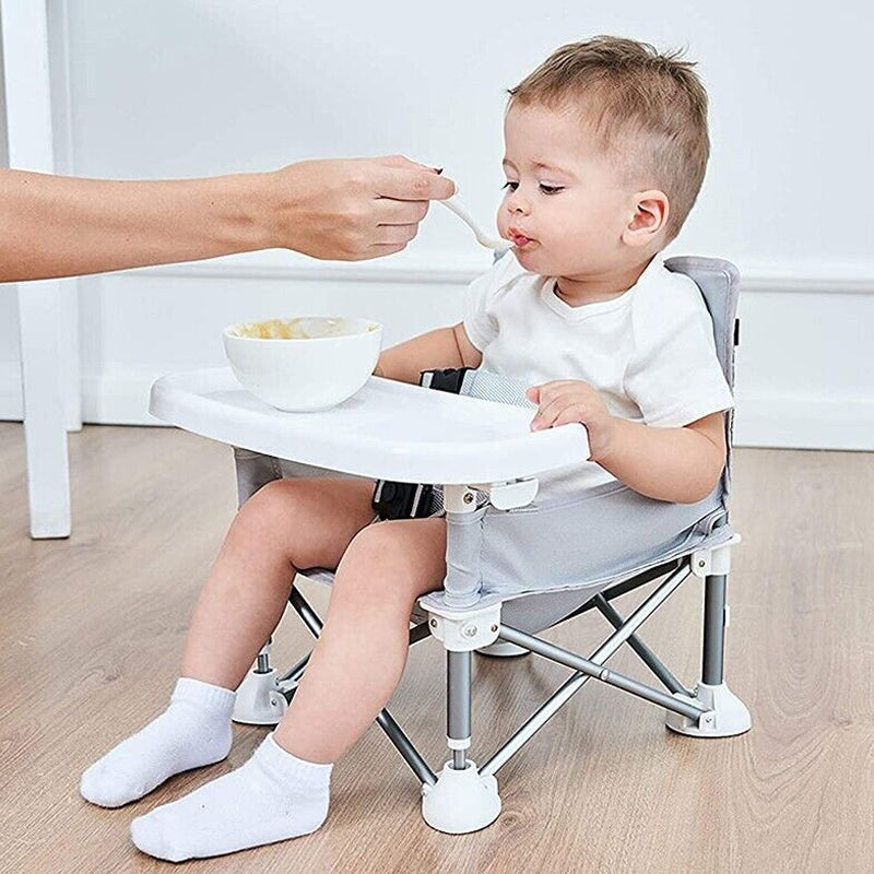 Vibe Geeks Foldable Camping and Dining Chair Outdoor Booster Seat for Toddlers - Khaki 11