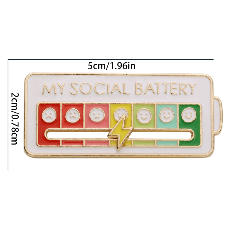 Vibe Geeks Creative Social Battery Energy Enamel Pins Mood Jewelry Brooches - White - 10 Pcs 4