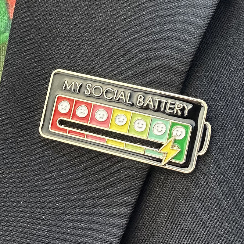 Vibe Geeks Creative Social Battery Energy Enamel Pins Mood Jewelry Brooches - White - 10 Pcs 12