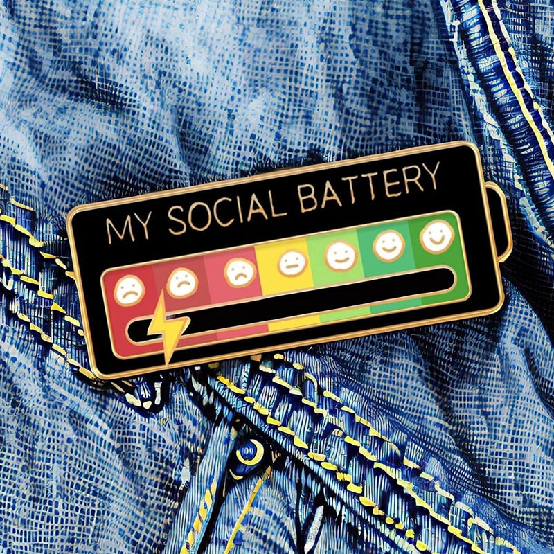 Vibe Geeks Creative Social Battery Energy Enamel Pins Mood Jewelry Brooches - White - 10 Pcs 14